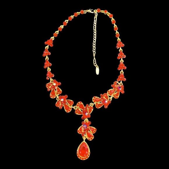 Vintage VCLM red crystal necklace Valentines Day! - Picture 1 of 9